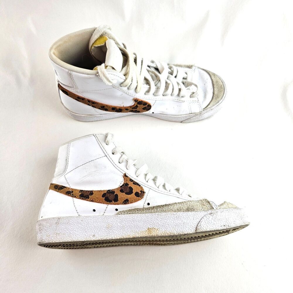 Nike Blazer Mid 77 Sail White Leopard Print High Top Sneakers DH9633-100 W5.5